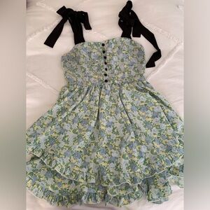 Floral Ruffle Bow Strap Dress